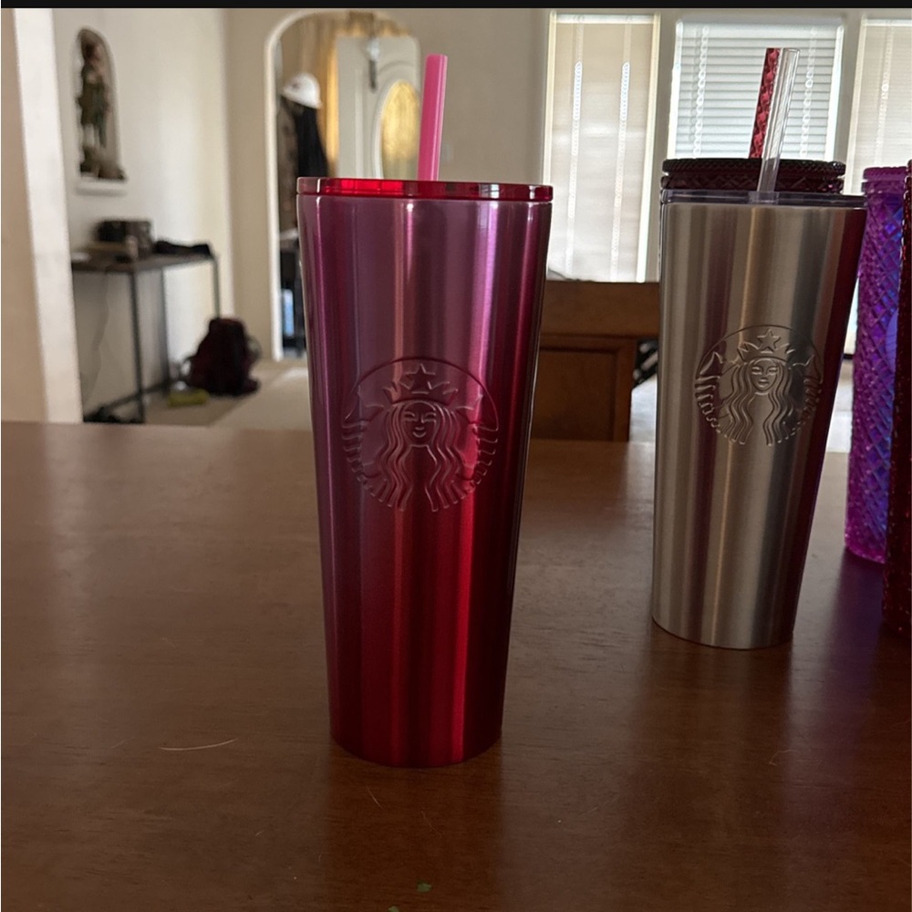 New Starbucks Metal pink ombré cup